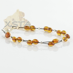 Olive cognac amber bracelet with wire Olive cognac amber bracelet with wire
